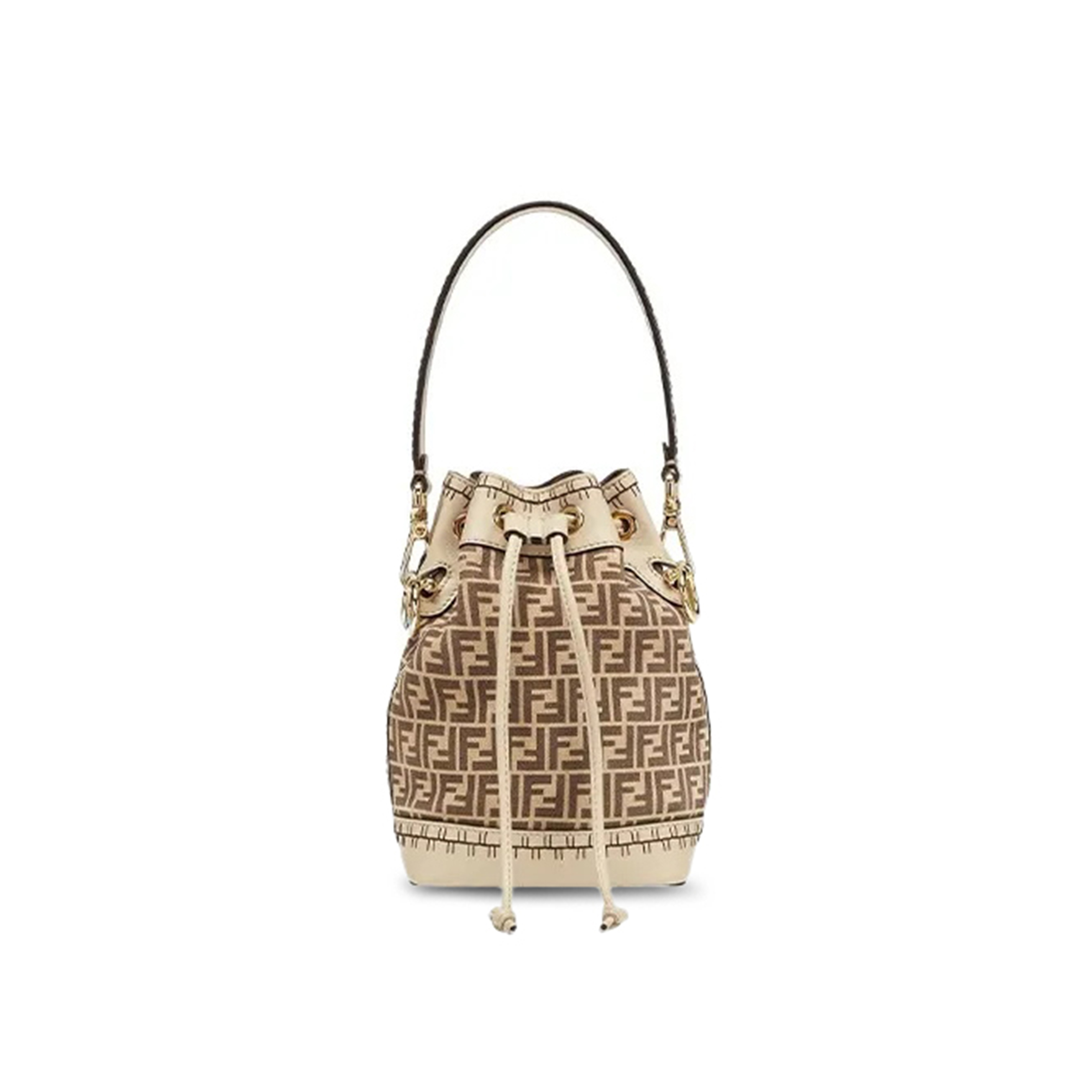 FENDI MON TRESOR BUCKET BAG ZUCCA SUEDE MINI BROWN 8BS010AHJGF1FI0 (18*12*10cm)